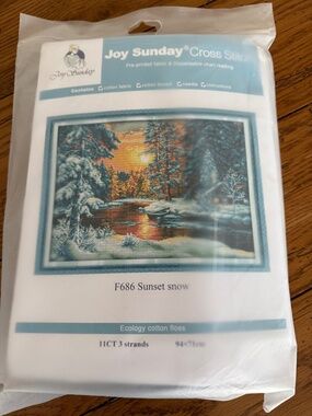 Snow Sunset Joy Sunday Cross Stitch Kit 11CT Pre-Printed Aida